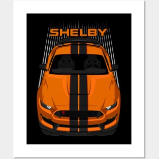 Ford Mustang Shelby GT350R 2015 - 2020 - Orange - Black Stripes Posters and Art